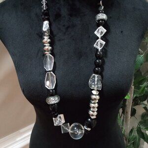 Womens Modern Fashion Chunky Rhinestones Beaded Long Necklace with Lobster Clasp